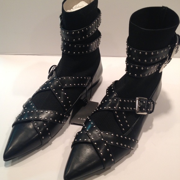 black studded sock boots